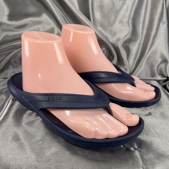 Crocs Iconic Comfort Classic II Flip‎ Flops Men’s 10 Thong Sandals Blue 206119 - Picture 1 of 17